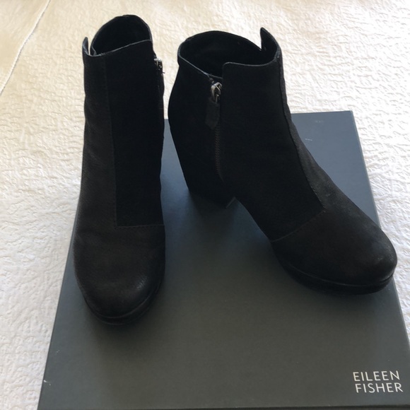 Eileen Fisher Shoes - Eileen Fisher Black Tumbled Nubuck Ankle Boots.